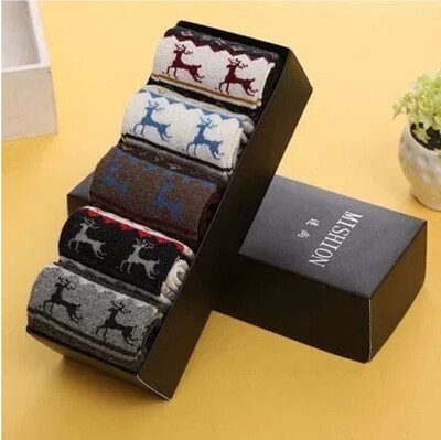 Gift set 5 pairs happy socks in gift box DEER PRINT One can choose one colour