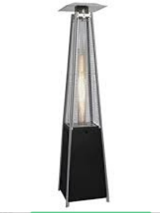 Outdoor Patio Heater - Pyramid Glass Tube Patio Heater Hammered Portable Finish Stainless Steel Outdoor Heater with Wheels and Cover - Model CZGB-I