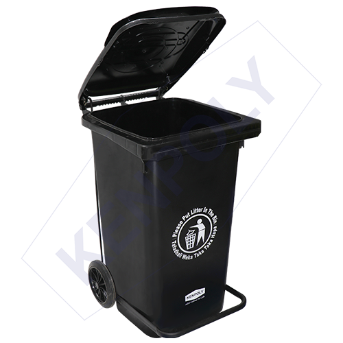 Kenpoly Heavy duty pedal bin with wheels 100litres BLACK