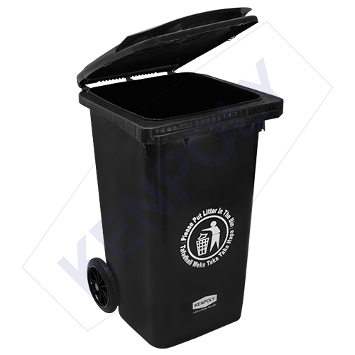 Kenpoly Trash bin with wheels 100L BLACK