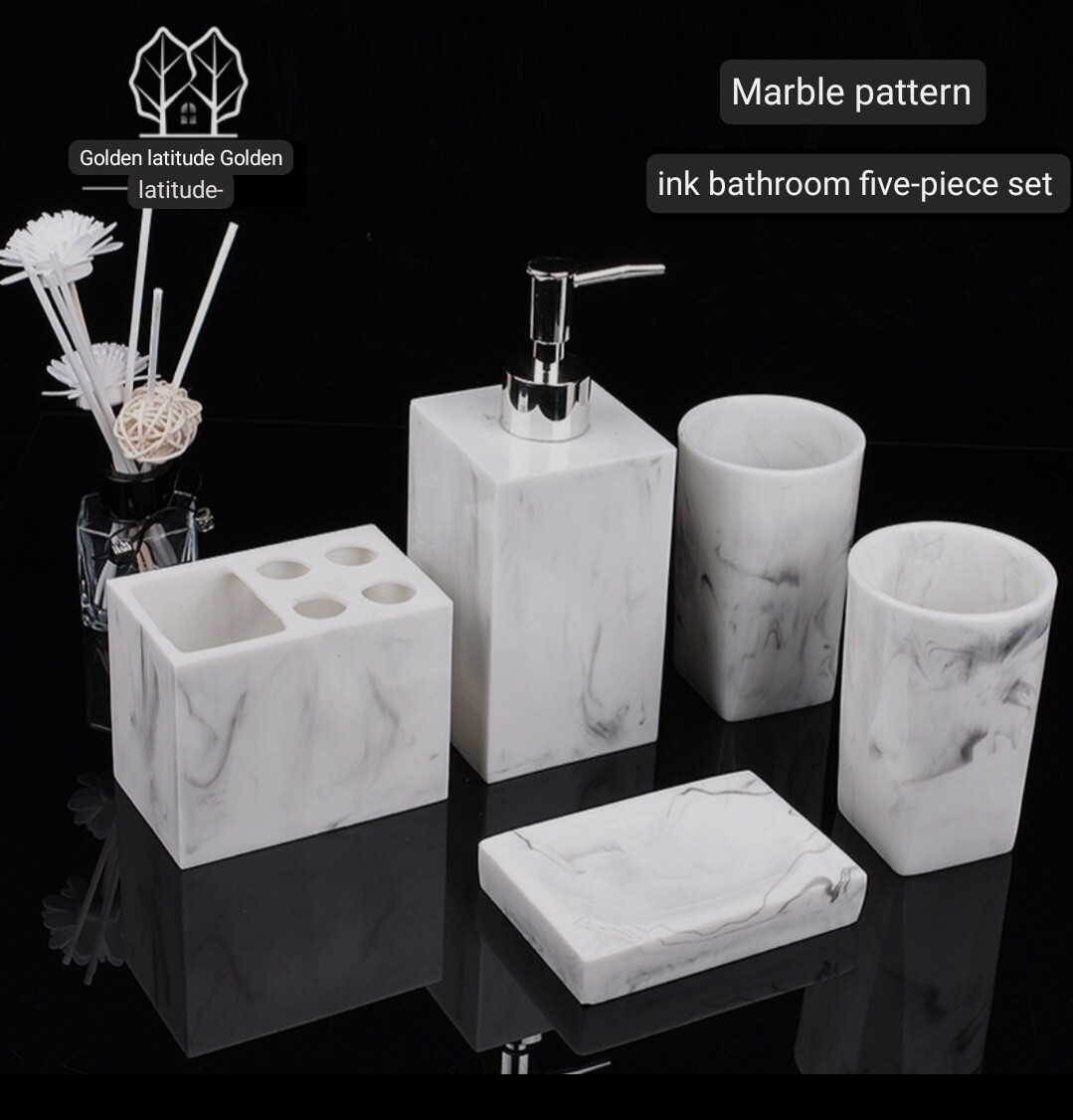 The Fashion Bathroom 5pcs Marble Bathroom Set
