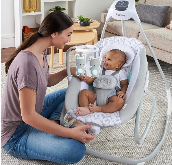 Ingenuity 2-in-1 Electric SimpleComfort Compact Baby Swing &amp; Rocker
