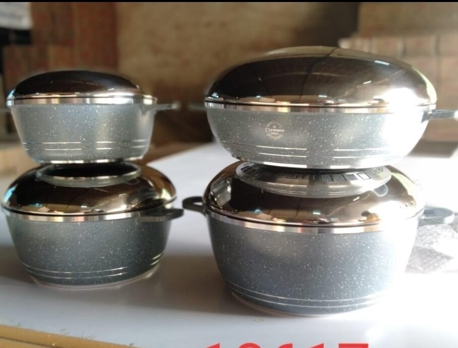 Sundabest 8pcs non stick cooking pots 4 pots with glass lids large