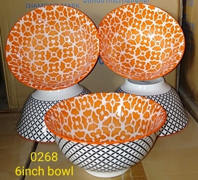 Porcelain Bowl 1 pc 6inch for Cereal, Soup, Pasta Bowl, Set of 6, Colorful Sunda 0268 6inch bowls 6pcs set. ceramic