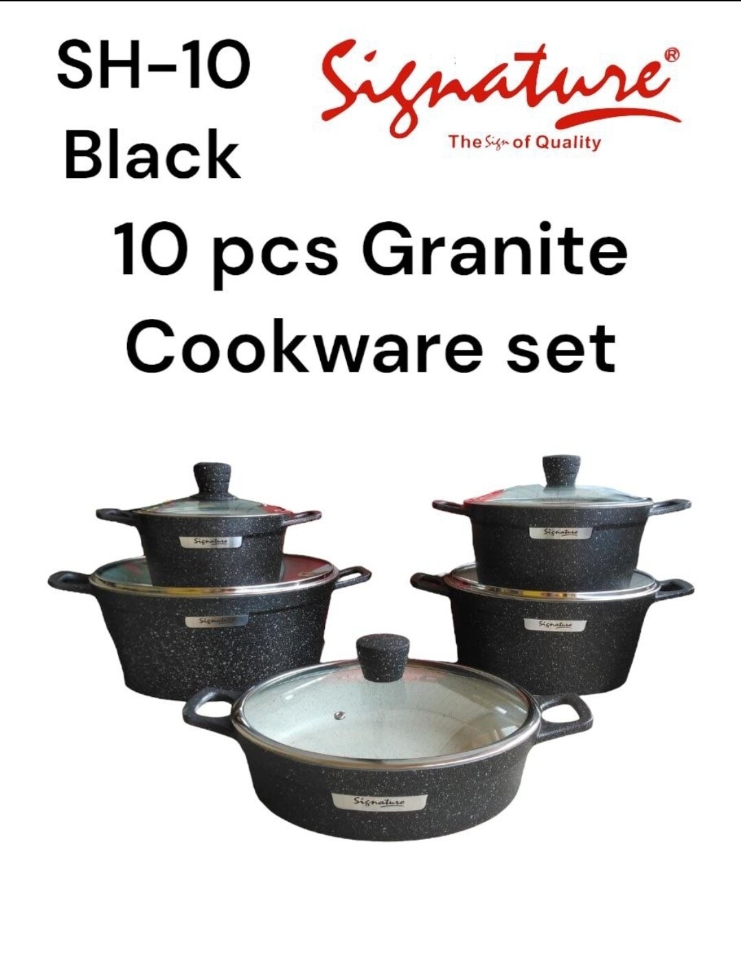 Signature 10pcs NonStick Granite Cookware SH10 Culinary Excellence