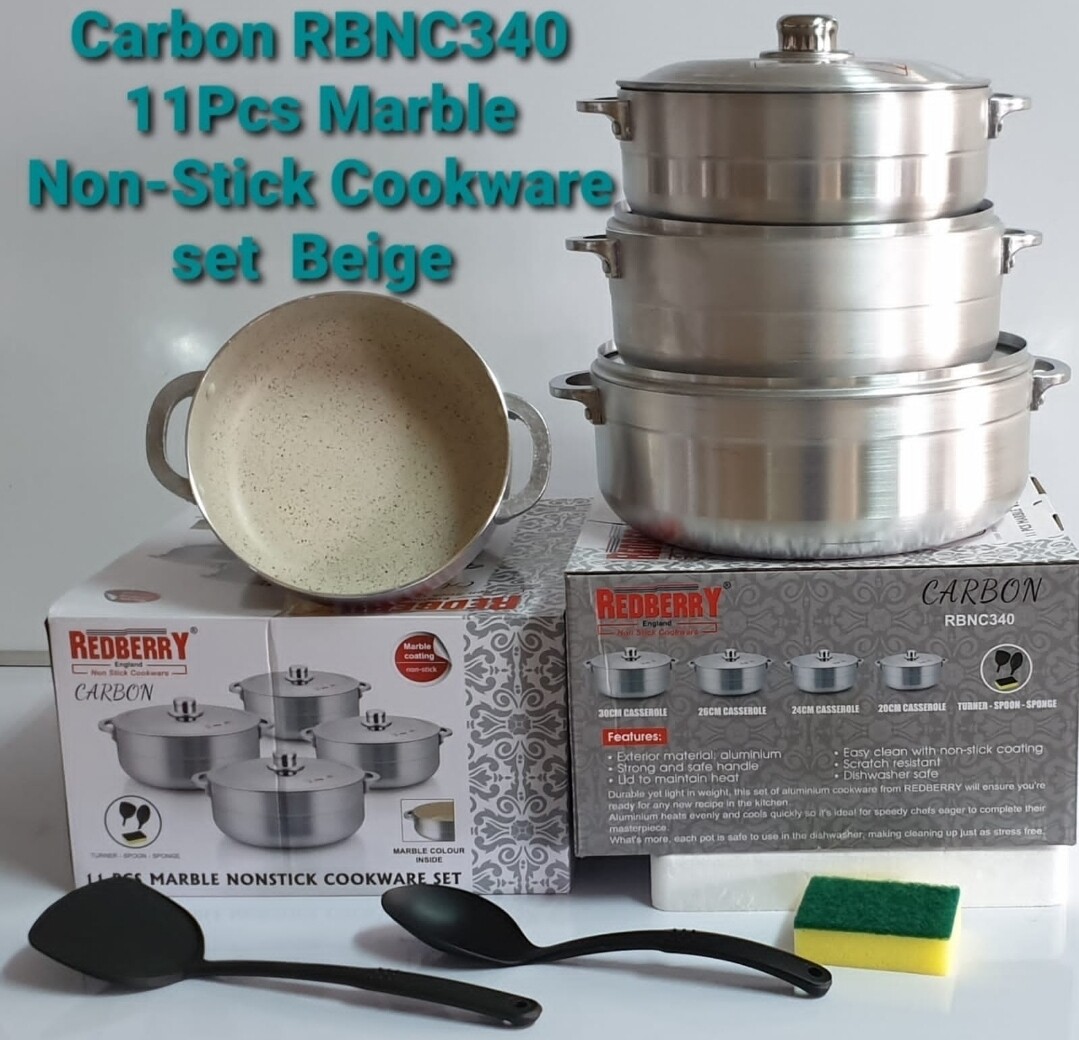 Redberry CARBON 11pcs non stick marble cookware set RBNC340