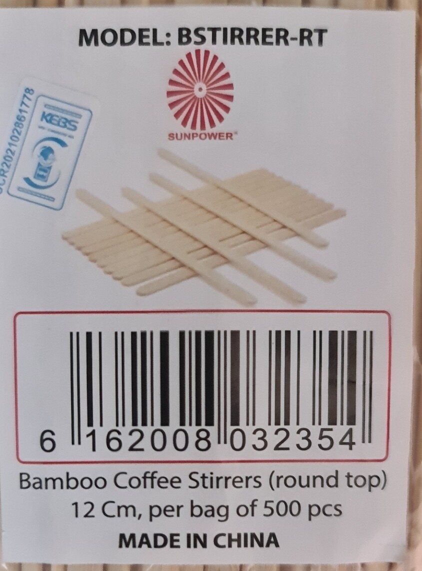 Bamboo coffee stirrer round top top 12cm 500pcs bag BSTIRRER-RT