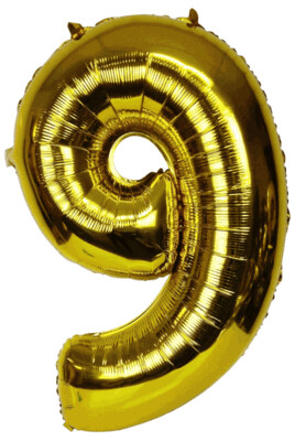Foil balloon 30" (76cm) birthday decoration no. 9 GOLD #BK