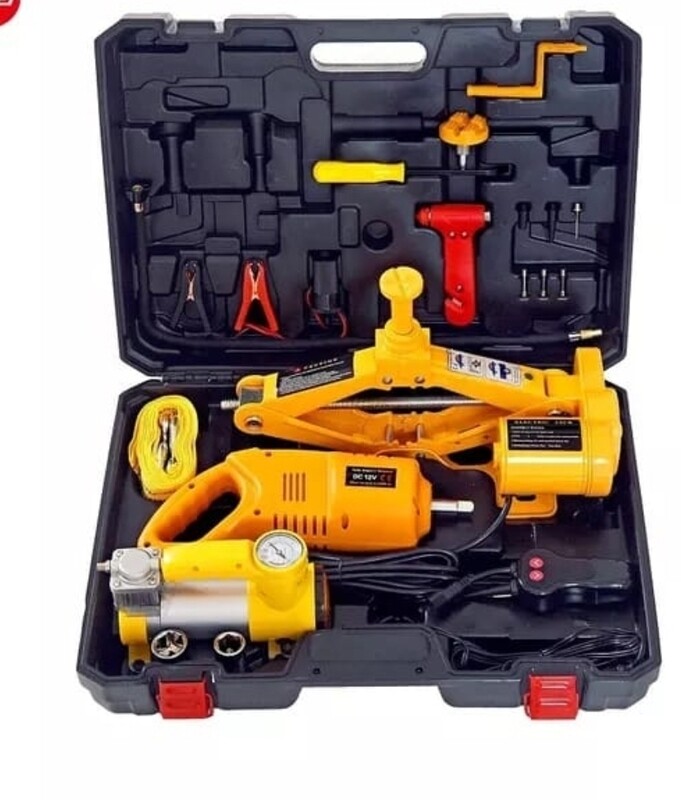Electric Car Jack Kit 3T with Flashlight - Higher Stability, Safety, and Professional Tool Box