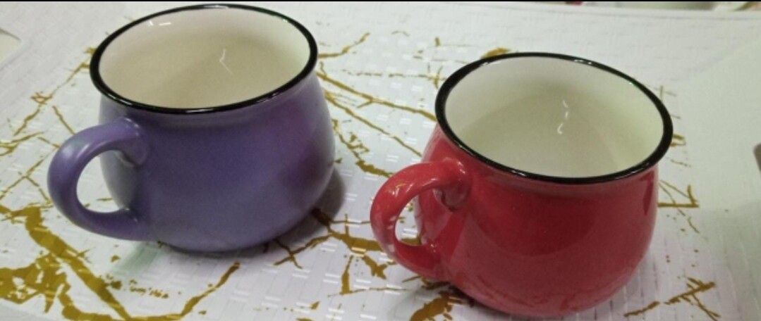Colorful ceramic Pot cup 350ml decorative cup PURPLE