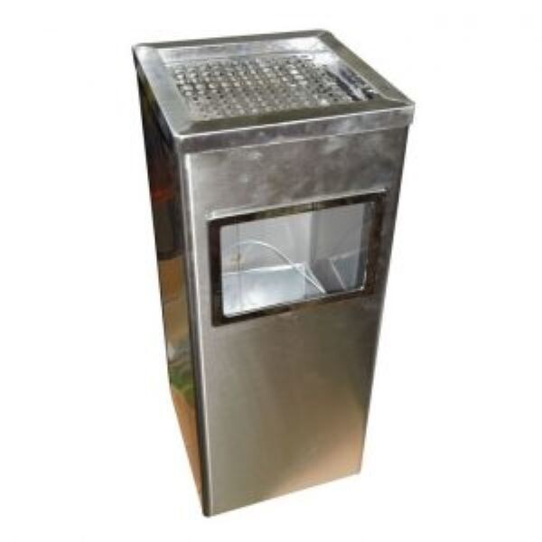Square Standing Ashtray Bin Stainless Steel (24x58cm)