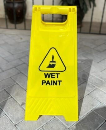 Caution Foldable safety sign Yellow WET PAINT  2X1