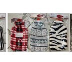Hot water bottle with fleece cover  large size assorted colours animal print FLEECE-BAG