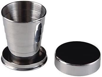 LIMME 1528 Outdoor Camping Stainless Steel Folding Collapsible Travel Cup - Silver (60ML 2oz)