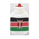 Hot water bottle 2000ML with knit cover Kenyan flag design KNITTED-BAG