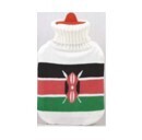 Hot water bottle 2000ML with knit cover Kenyan flag design (KNITTED-BAG)
