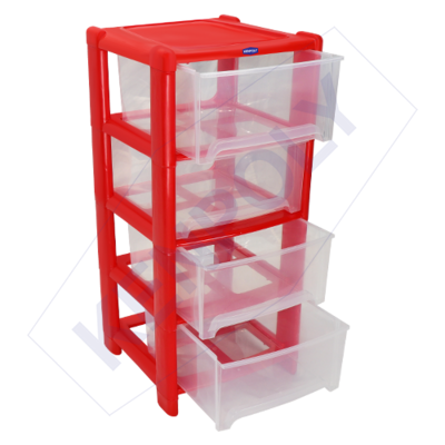 Kenpoly Small Multi-Store-4 Stack drawer H840 x W380 x L380 mm. RED