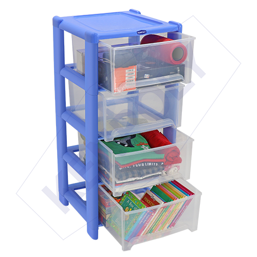 Kenpoly Small Multi-Store-4 Stack drawer  BLUE