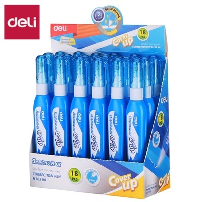 DELI H105 Correction Pen 3ml (18-Pack Wholesale) - Smooth & Clean Corrections (WOP01)