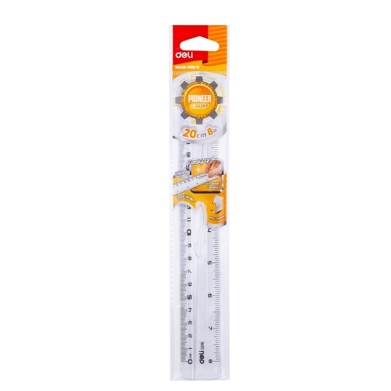 DELI G016 Easy-Grab Ruler 20cm: Fun &amp; Functional for Young Learners (RULR16)
