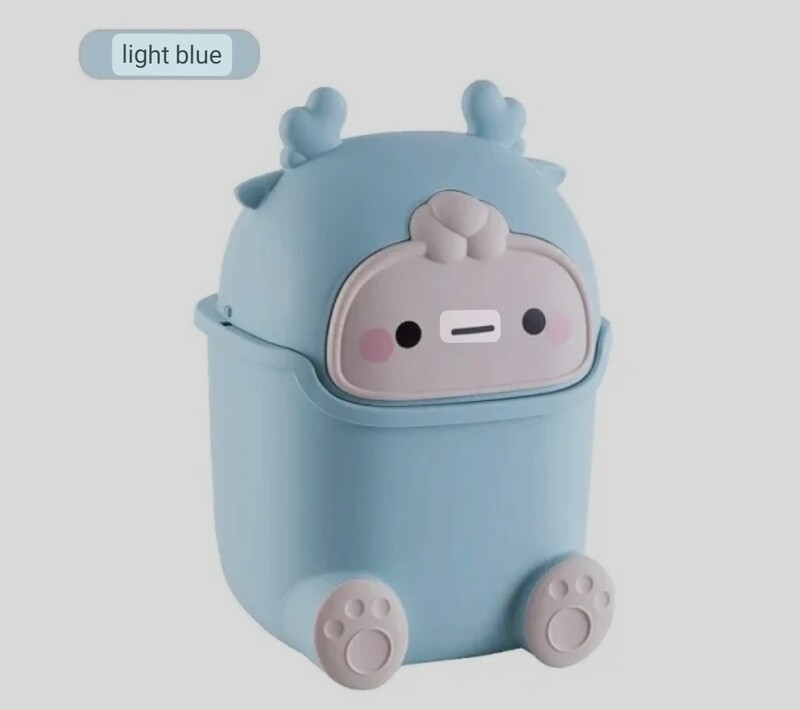 Multi-purpose mini Desktop waste basket dust Bin 23x14x15cm. Paper waste basket. Light Blue