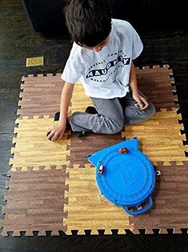 Interlocking Foam EVA Wood Grain Flooring Sets Light Brown Wood Grain ½ &quot; (4Pcs Set 60*60*1Cm) Play mats. School mats.