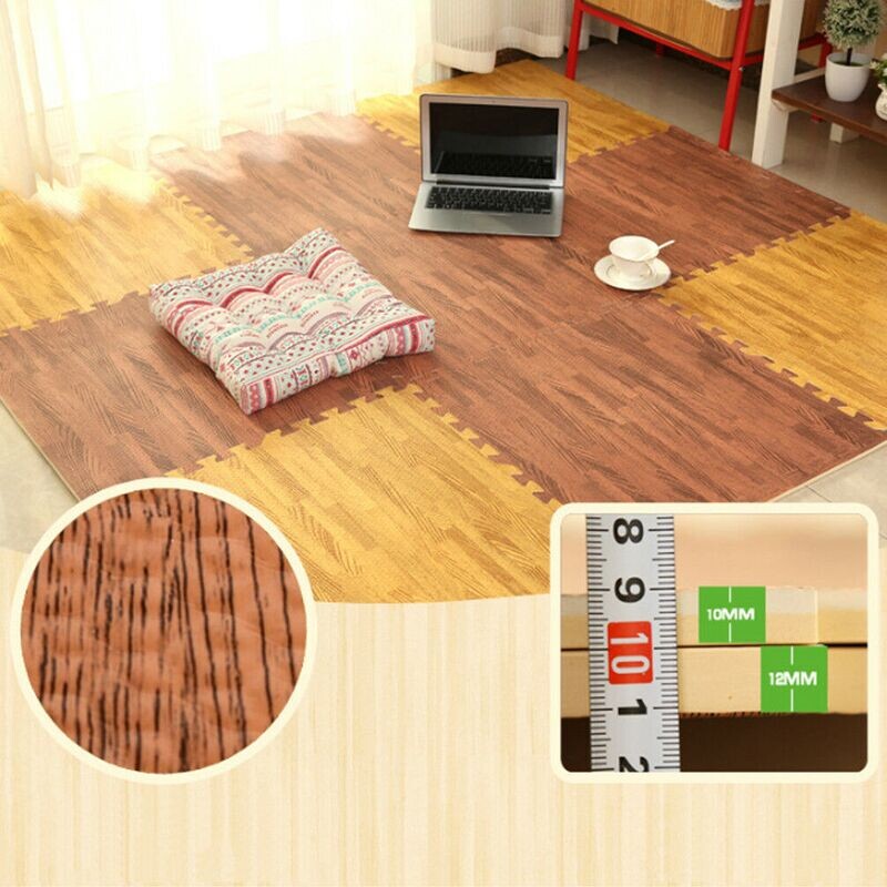 Interlocking Foam EVA Wood Grain Flooring Sets Light Brown Wood 60x60cm