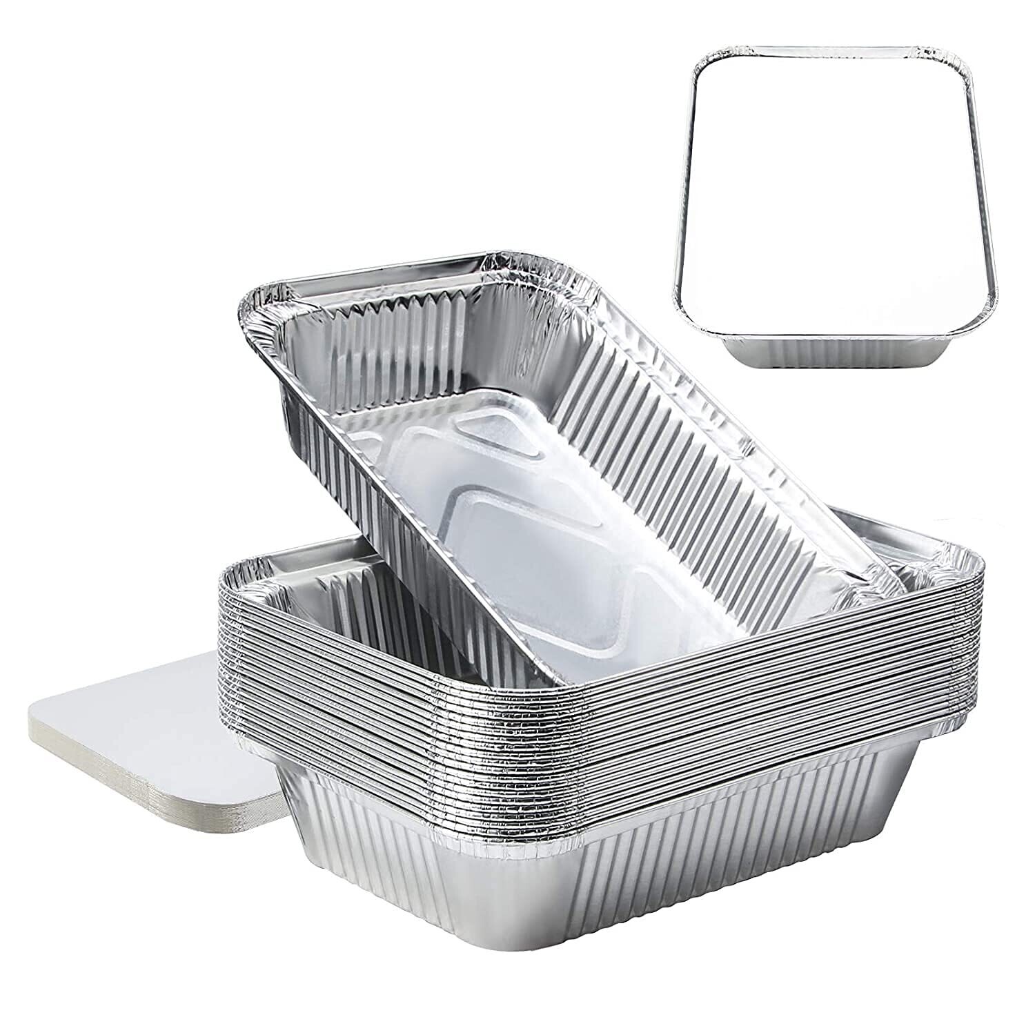 Statwrap Aluminium food container rectangular with lid 980ml (10pcs) size 218x144x69mm