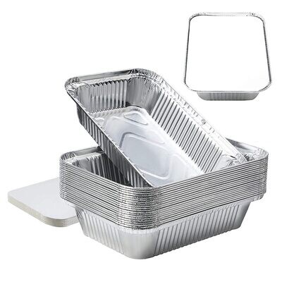 Statwrap Aluminium food container rectangular with lid 980ml (10pcs) size 218x144x69mm