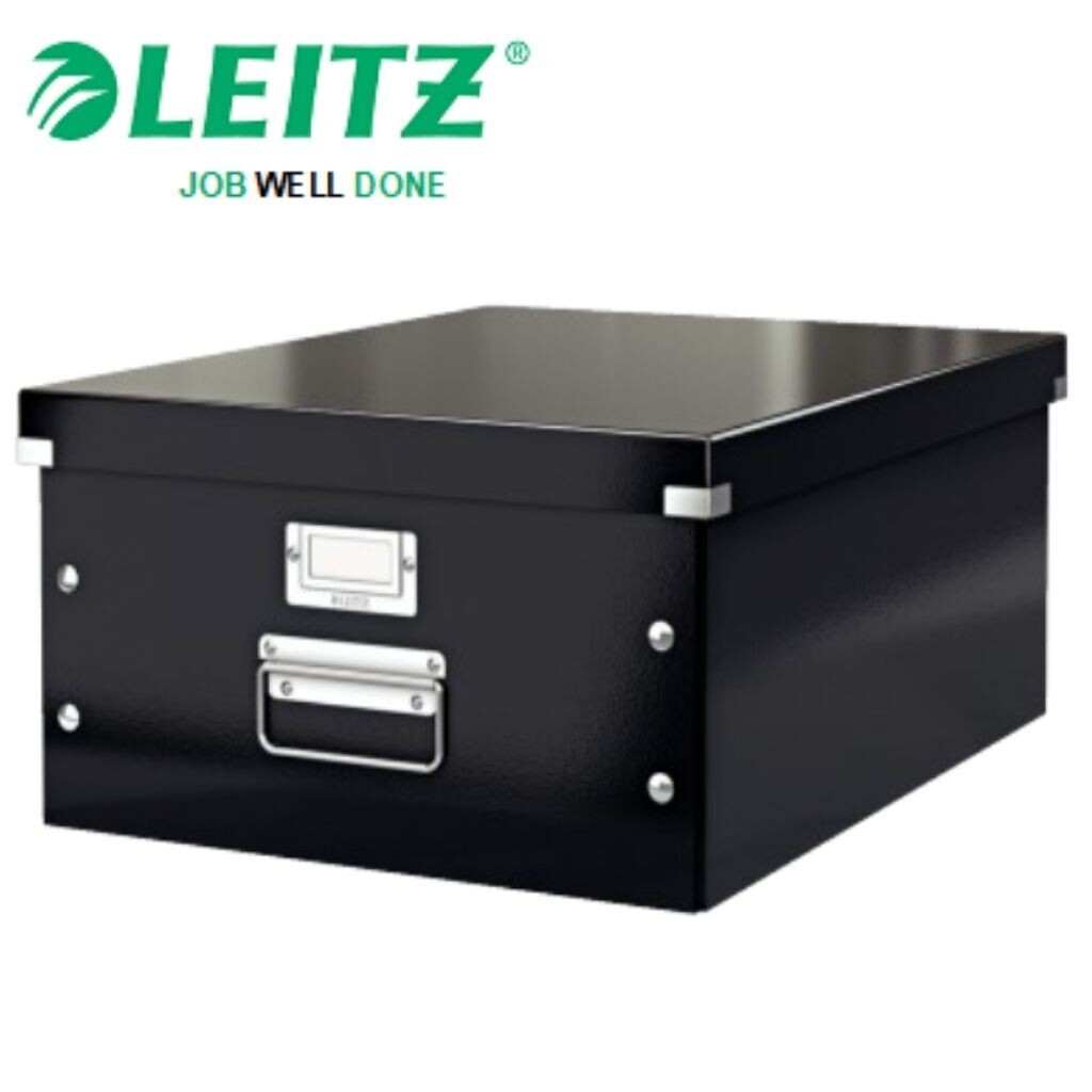 LEITZ 6045-95 click &amp; store large A3 storage box - BLACK - Dimensions (W369 xH200xD482MM)