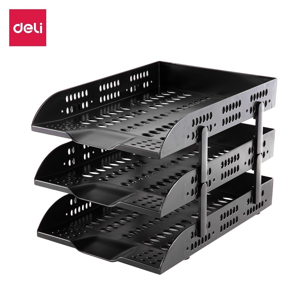 DELI E9215 Executive Desk Organizer - 3 Tier - Black