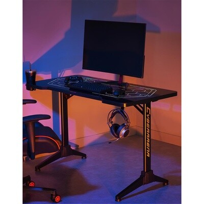 Brateck BLD01-126 Gaming Desk with RGB Lighting. Includes Built-in Headhone Hook &DrinkHolderCurved-edge Desktop, Leveling Feet, Lightweight Aluminum Frame, Ultra-wide Desk. Dims 12
