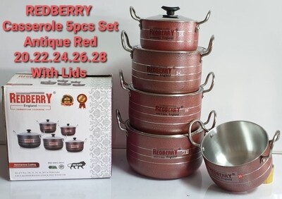 Redberry cookware 5pcs casserole with lid Antique RED