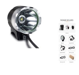 RECHARGABLE BICYCLE LIGHT, 1 EYE COB LED, CCT-7500K, 300-500M DISTANCE, WATERPROOF, WITH BATTERY PACK & AC CHARGER