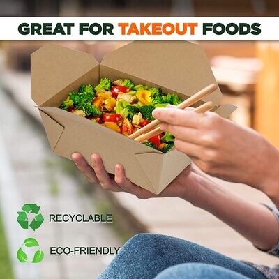 Disposable Take Out 1pc Containers 104x96.5x63mm Kraft Lunch Meal Food Boxes, Disposable Storage to Go Packaging, Microwave Safe, Leak Grease Resistant for Restaurant and Catering