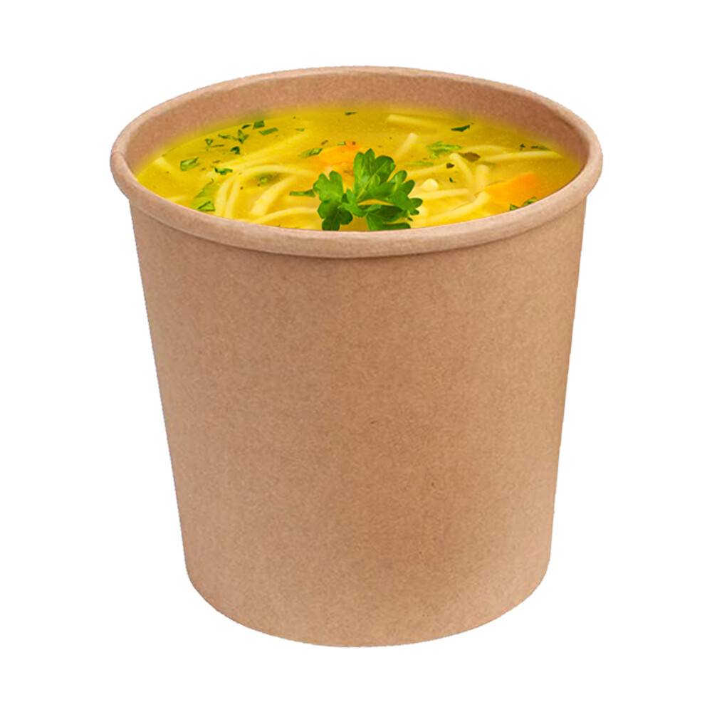 Disposable Paper Soup Cups 6pcs 480ml with Lids,   Disposable Paper Soup Containers, Kraft Paper Food Cups Suitable for Dessert,Hot Soup,Ice Cream and Other One-time Preservation Food Needs.