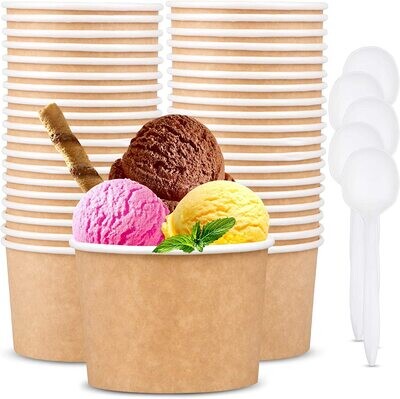 Disposable Paper Ice Cream  6pcs Kraft Disposable,230ml Disposable Bowls for Hot Soup or Dessert, Perfect for Hot &amp; Cold Food, Disposable Soup Bowls, Ice Cream Bowls Disposable