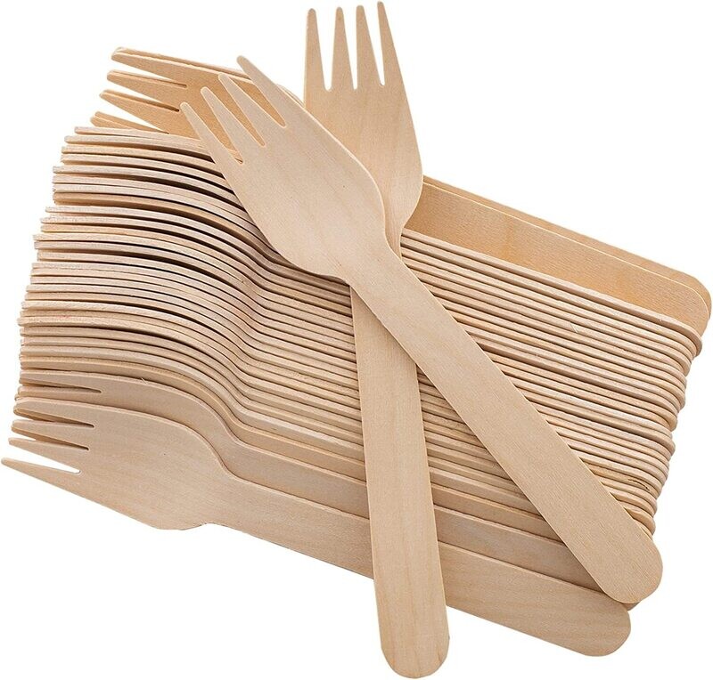 Disposable Wooden Fork 25pcs ,Great for Parties, Camping,Weddings&amp;Dinner Events (Spoons)