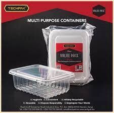 Clear Rectangular 10pcs food containers with lid,1L deep multipurpose techpack punnets containers for food, refrigeration