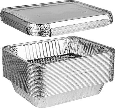 Aluminium food Containers 10pcs 1.9L with Lids for Baking, Grilling, outdoor serving,| Food Prepping TTP188-1900CC