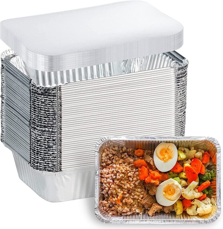 Aluminium Foil 10pcs 1.2L food Containers with Lids for Baking