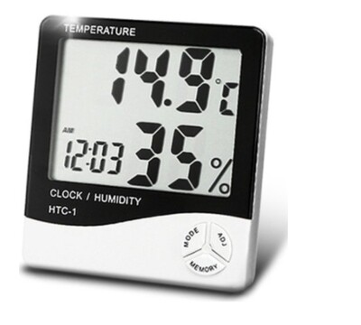 Device 5 IN 1 digital temperature humidity meter calendar clock alarm  warm white light  HTC-1