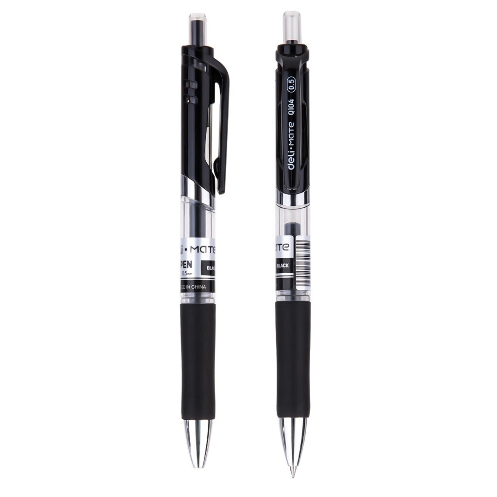 DELI Q10430 Retractable Gel Pen 0.5MM Blue - Office Stationery with Soft Grip
