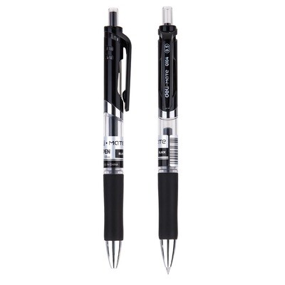 DELI Q10430 Retractable Gel Pen 0.5MM Blue - Office Stationery with Soft Grip