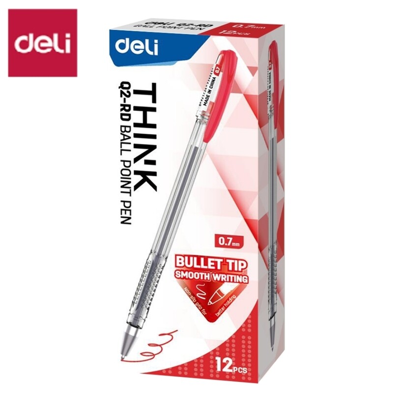 DELI Q2 fine point biros 0.7MM - RED