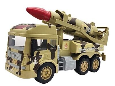 Unbreakable Pull Back Missile Kids Toy Truck Vehicle Army Tank Launcher Friction Power Toy Military Push Go Trucks Light Sound Kids Modern Combat Army Age 3+