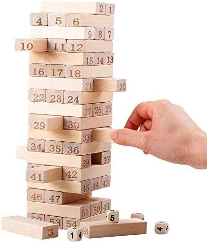 Wooden Jenga Stacking Board Games Timber Tower Classic Best Family Fun Educational Games For KidsGifts Ideas Number Match #3711