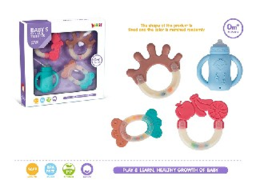 Infant Baby Rattle Teether Baby Toys 4pcs Infant Newborn Toys  Age 3 to 12Months Baby Rattles &amp; Teether Set Of 4 In Window Box