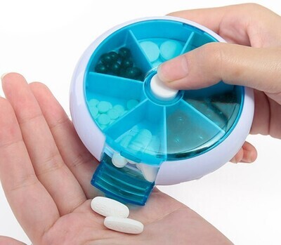 Pill Case Once a Day,Push Button Rotating Pill Box, Daily Medicine Organizer for Pills 9X2.5cm PILLBOX 3 portable in hand bag
