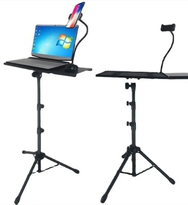 YS-506 Laptop Floor Stand - Sturdy & Adjustable Metal Projector Tripod Holder with Mouse Tray & Cell Phone Holder